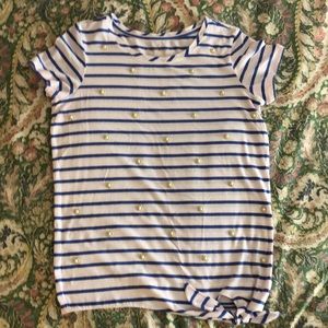 - Lilly Pulitzer blue striped shirt w/beaded flowers